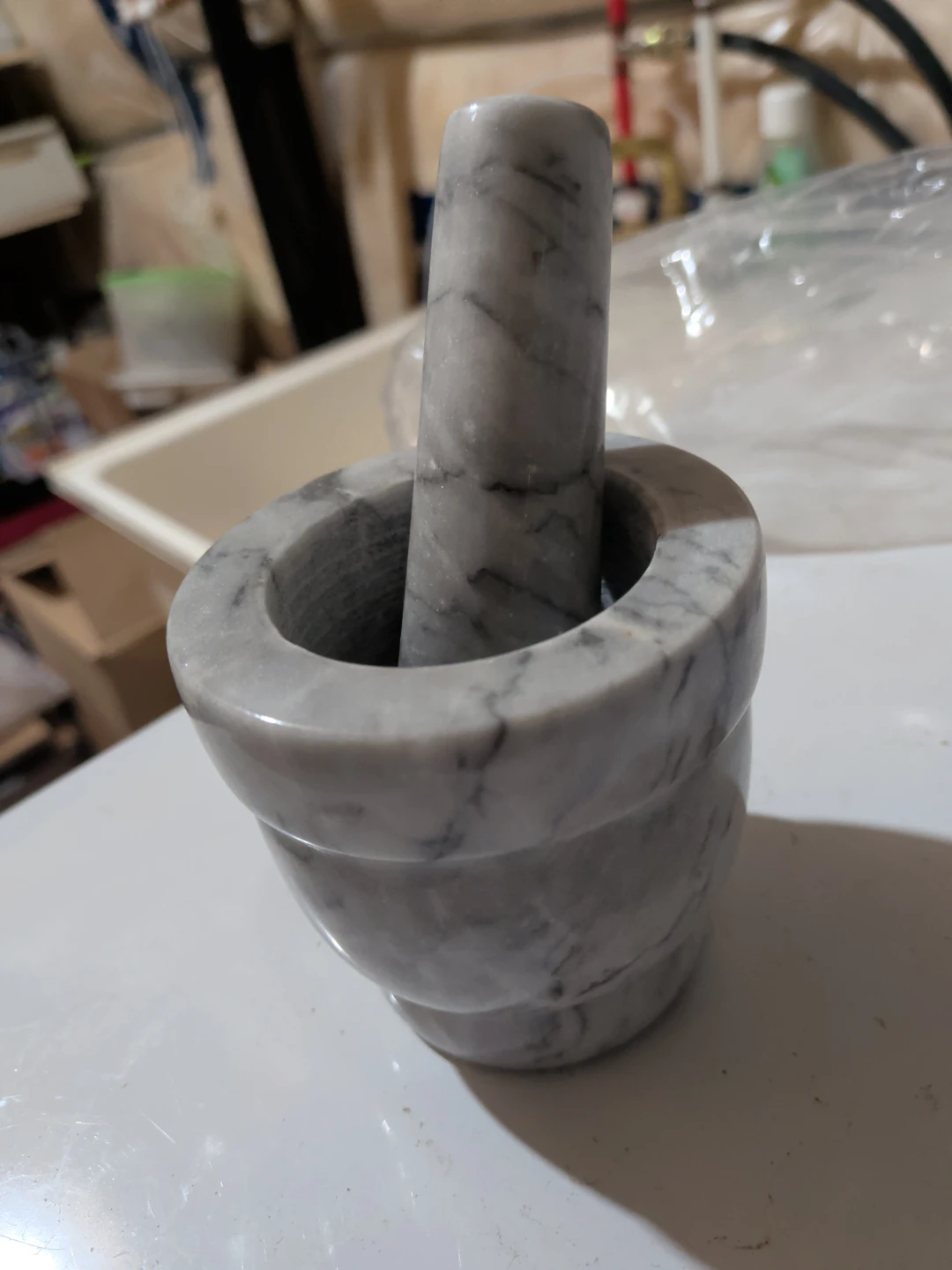 Marble' Mortar and Pestle - Small (Grey & White) - photo 3