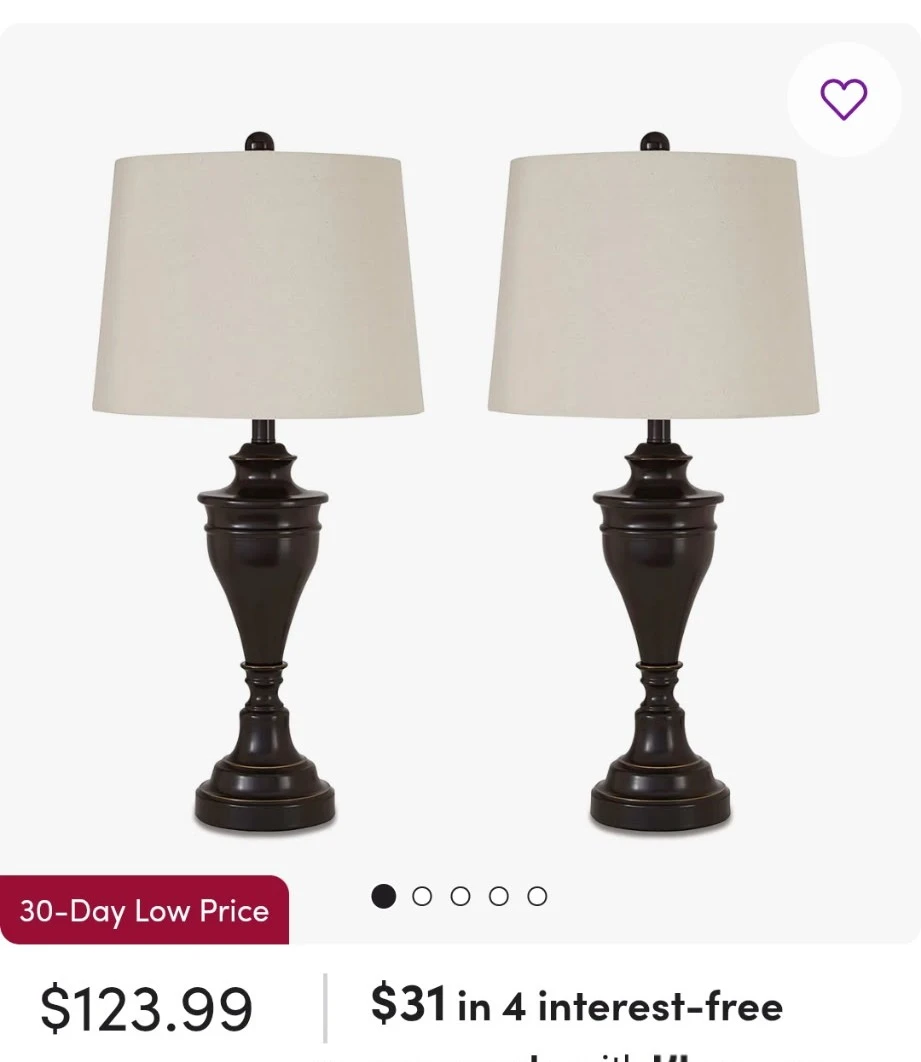 Table Lamp Set (2) with Beige Shade - photo 2