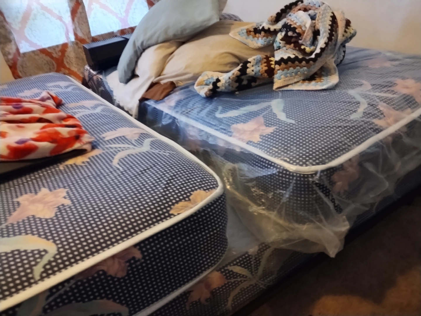 Two Mattresses with Floral Pattern