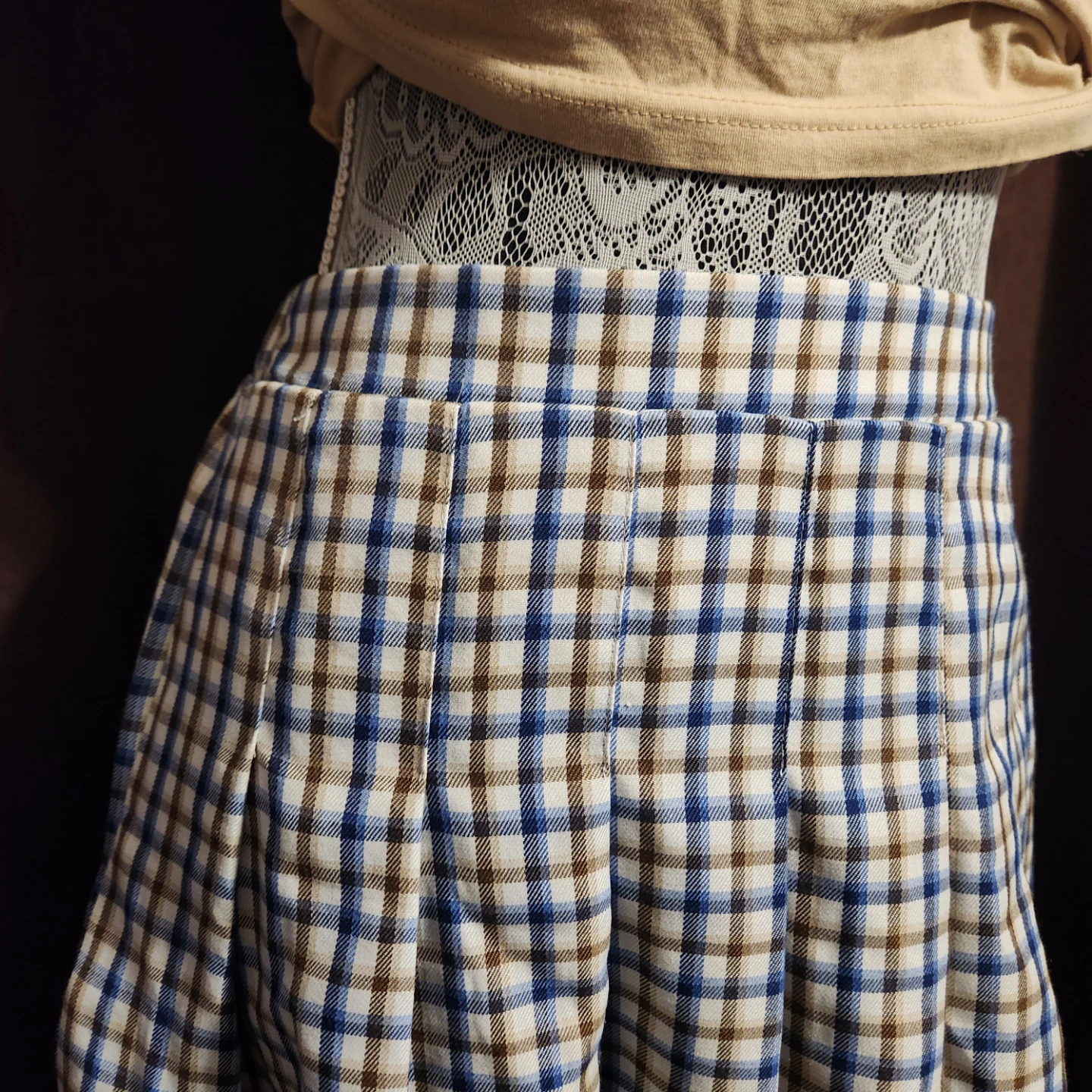 Plaid Mini Skirt with Belted Waist - photo 2