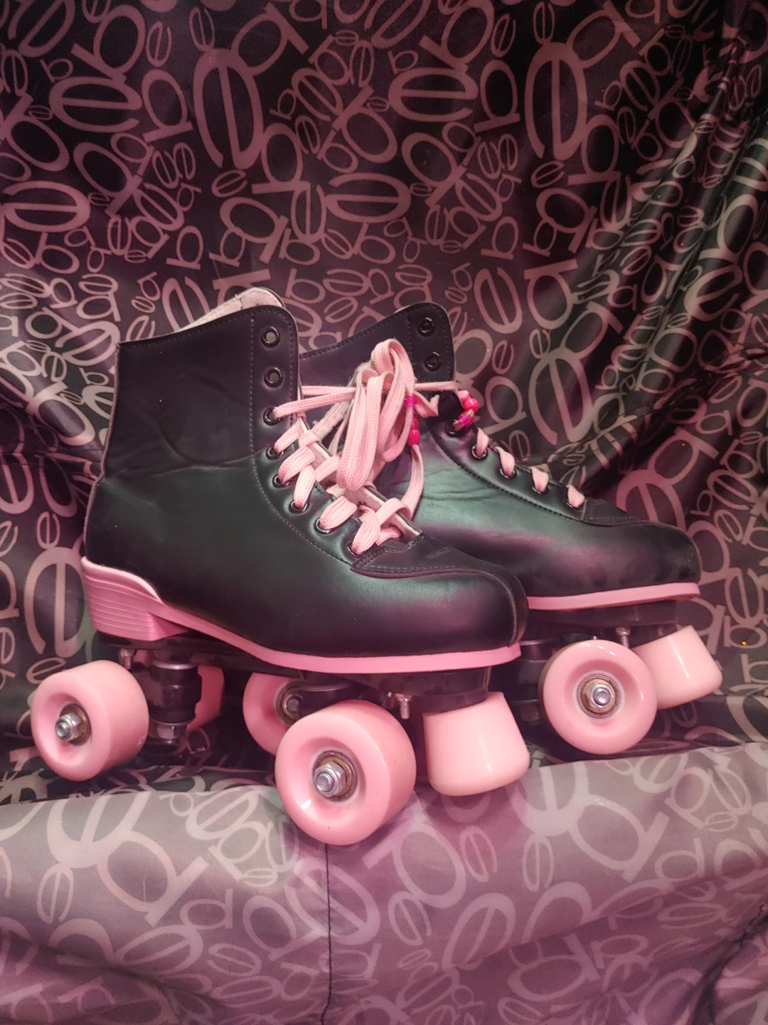 Black and Pink Roller Skates - Size 38