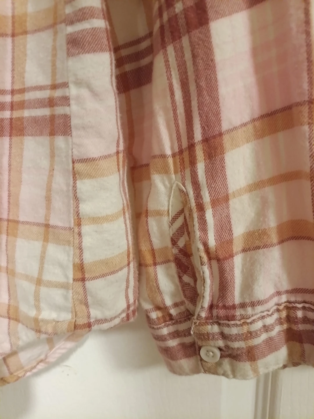 Pink and tan plaid button up - photo 4