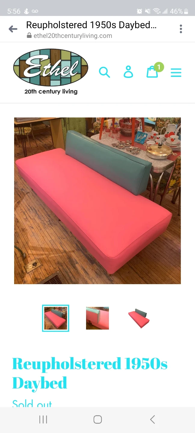Reupholstered 1950s Daybed Couch
