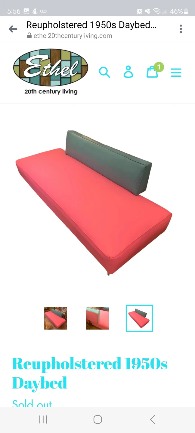 Reupholstered 1950s Daybed Couch - photo 3