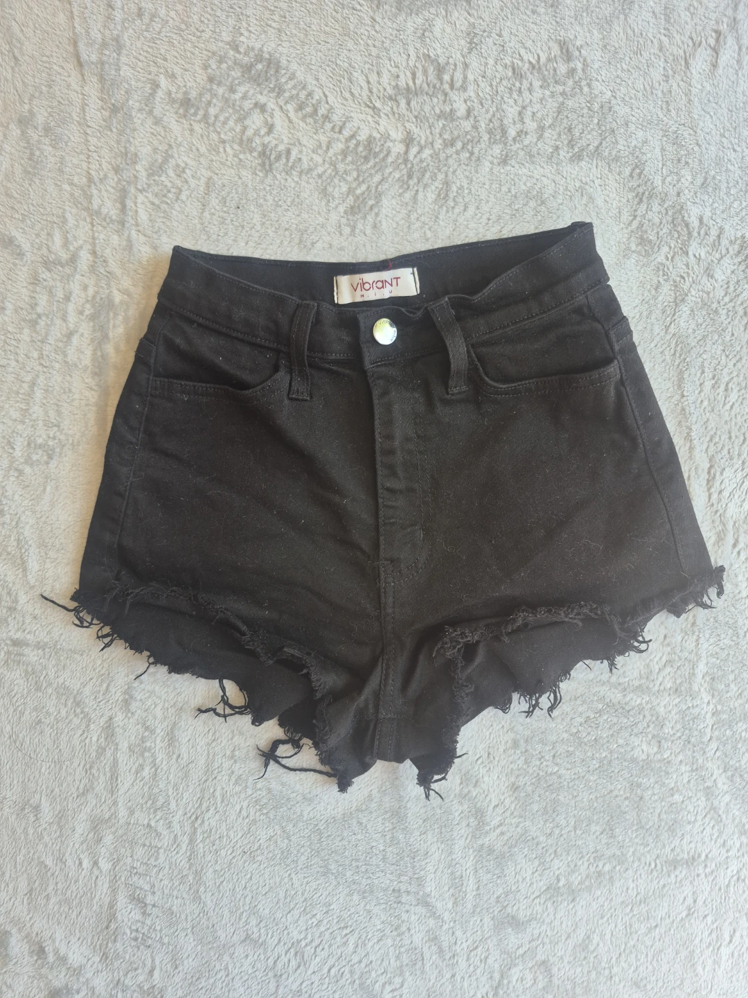 VIBRANT Black Denim Cutoff Shorts Size S