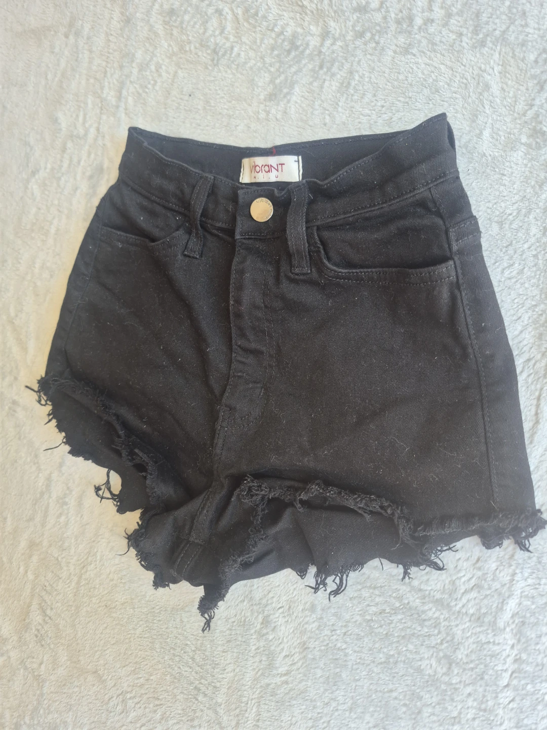 VIBRANT Black Denim Cutoff Shorts Size S - photo 3