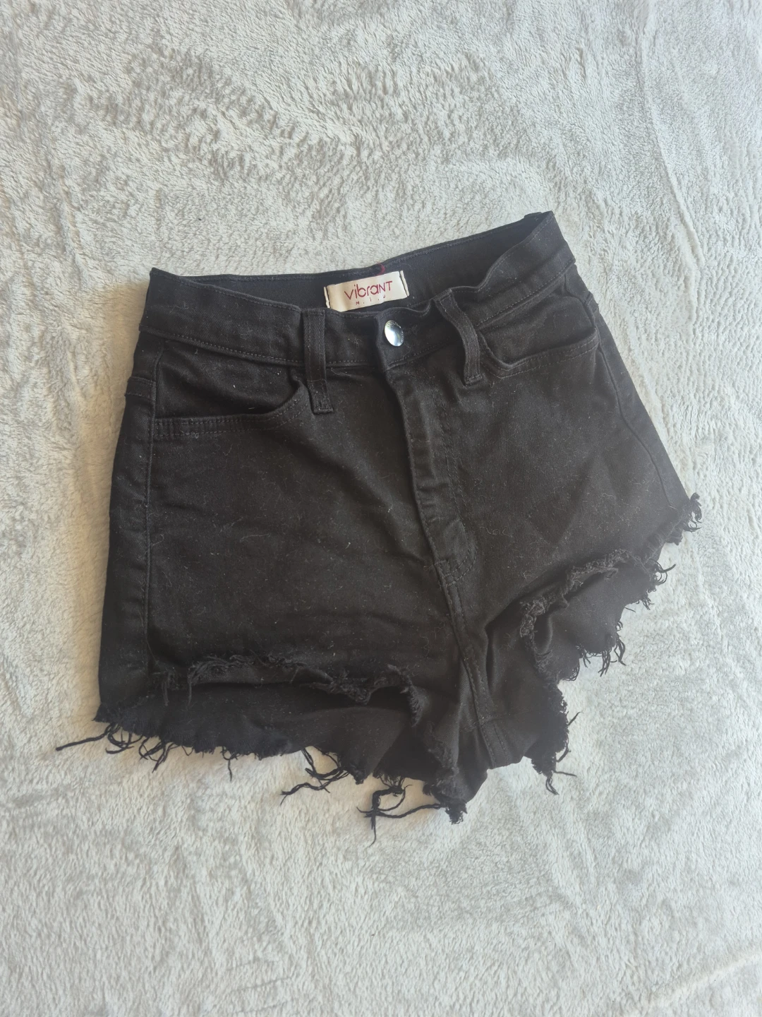 VIBRANT Black Denim Cutoff Shorts Size S - photo 4