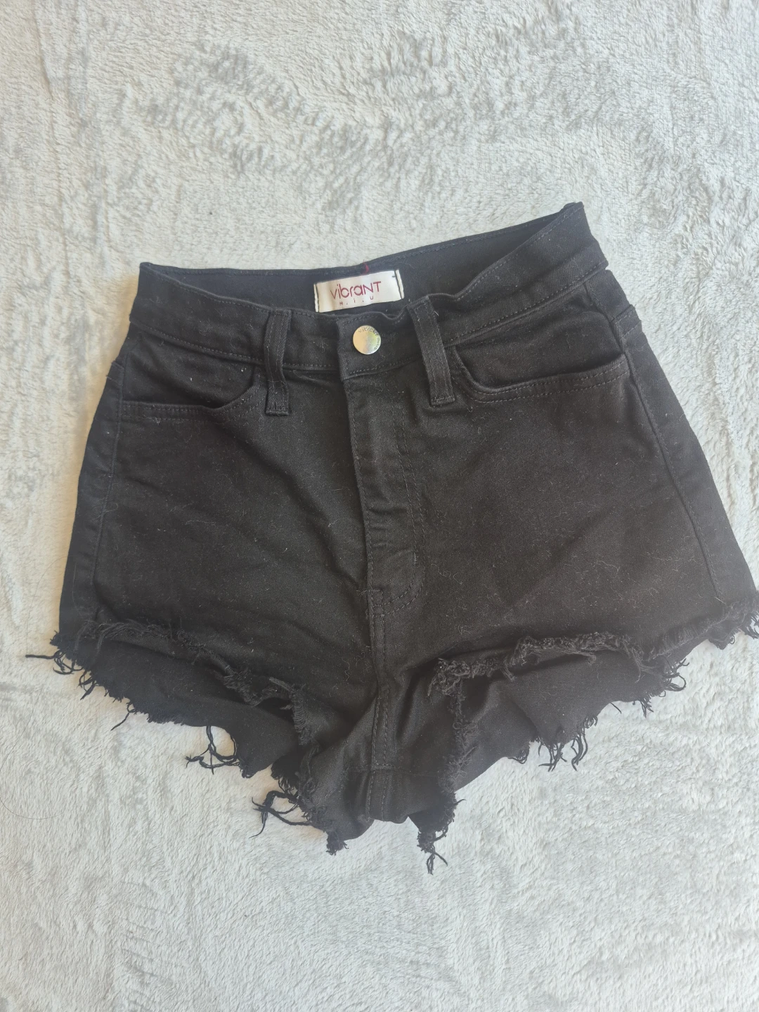 VIBRANT Black Denim Cutoff Shorts Size S - photo 5