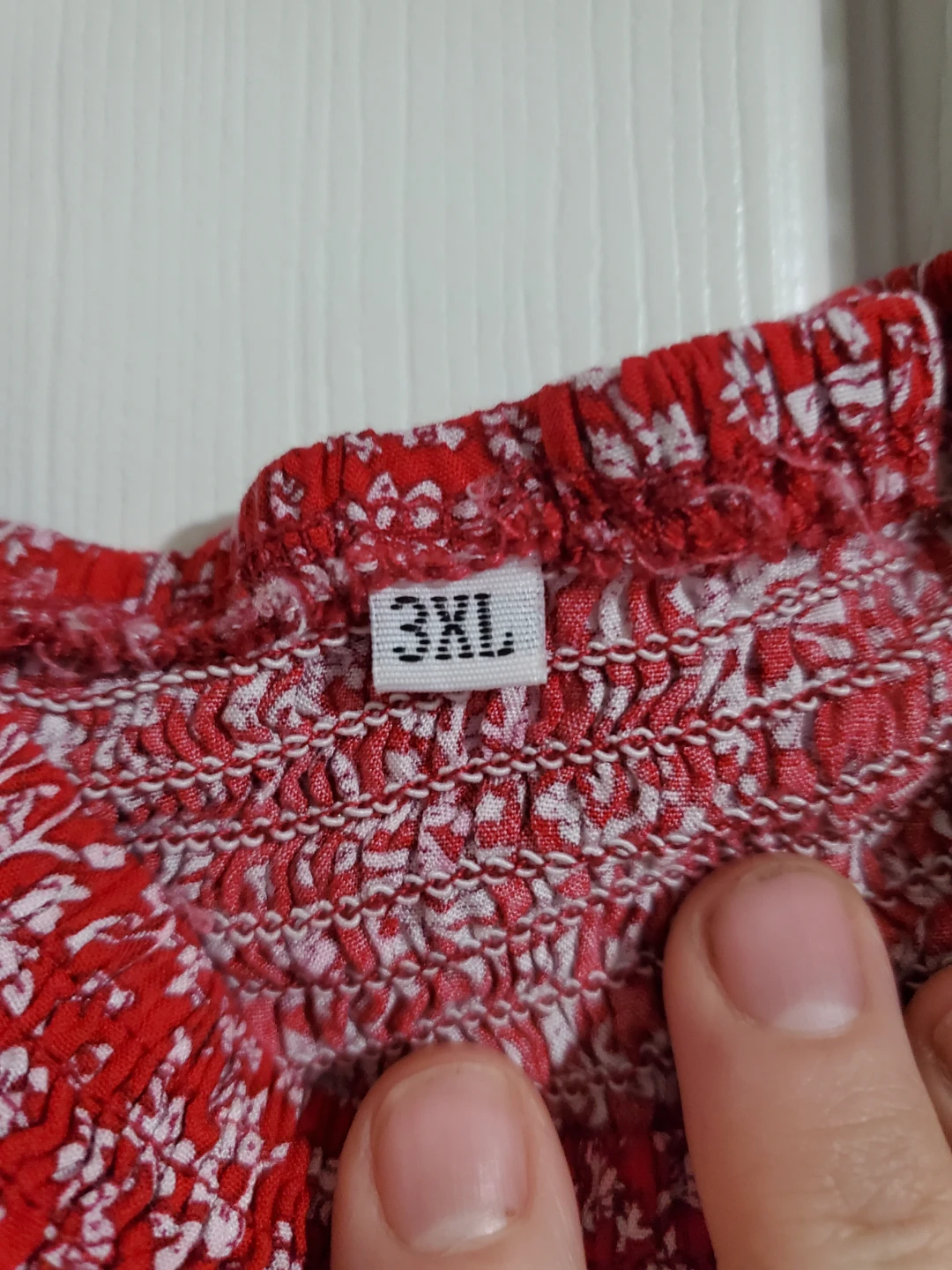 Women's Red Floral Smocked Maxi Dress 3XL