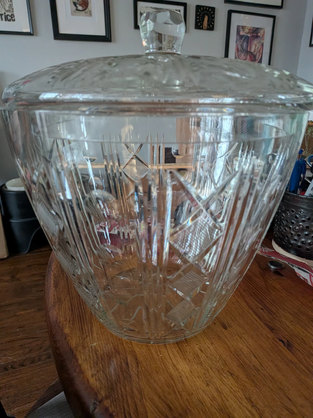 Crystal Cut Glass Punch Bowl Set with 10 Glasses - photo 2