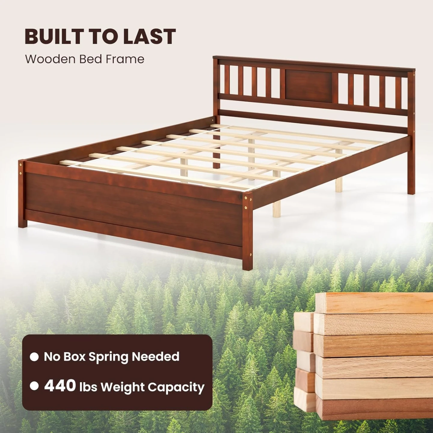 BRAND NEW Queen Size Wooden Bed Frame - Dark Brown - photo 4