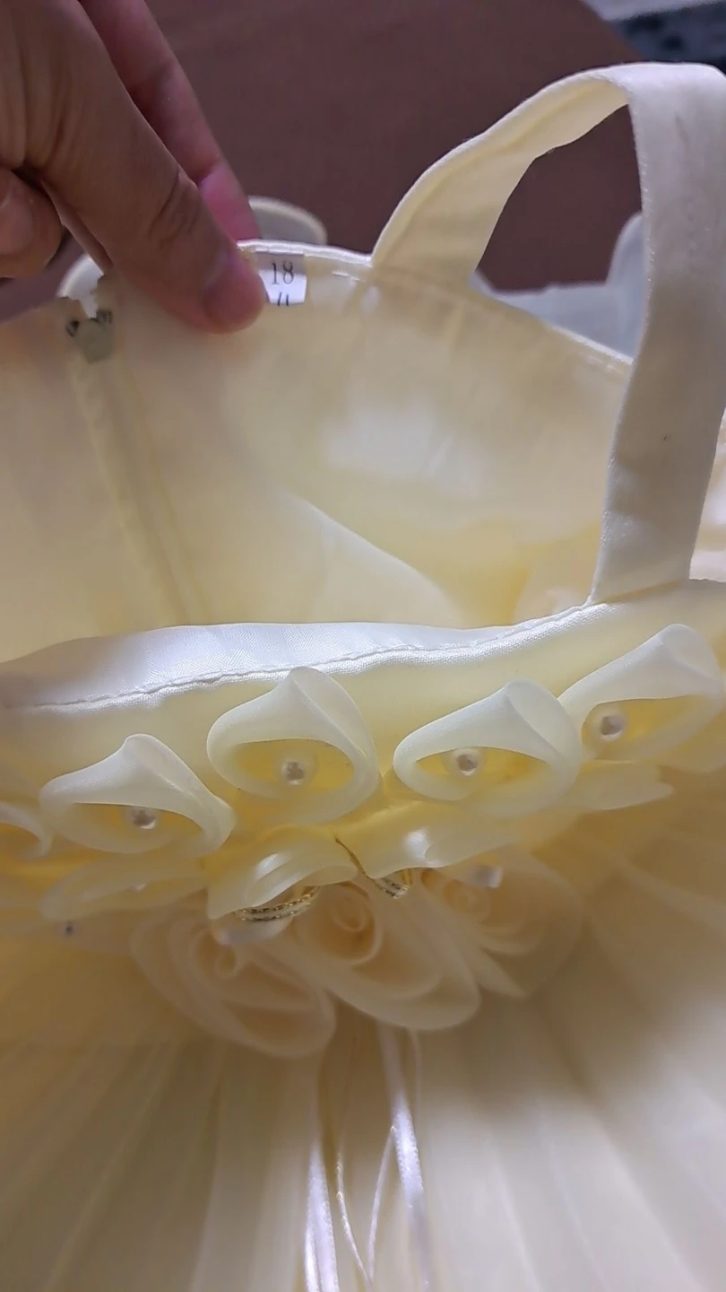 Creamy Yellow Baby Dress with Pearls & Flowers (18M) - photo 3