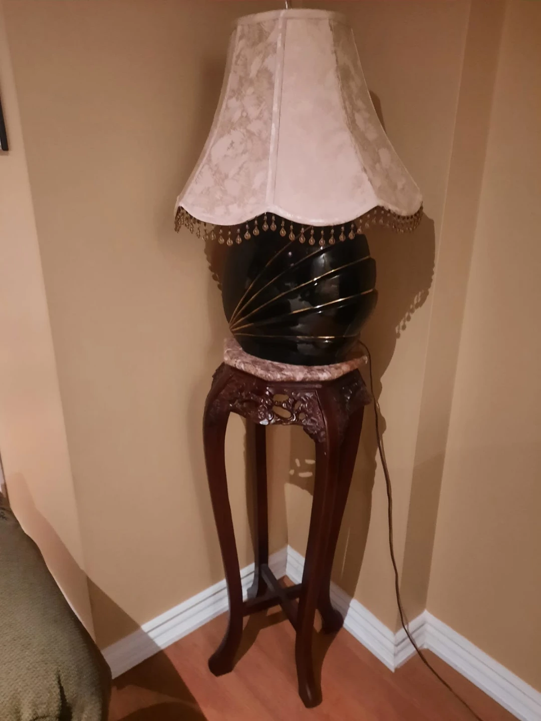 Black Ceramic Table Lamp with Decorative Stand