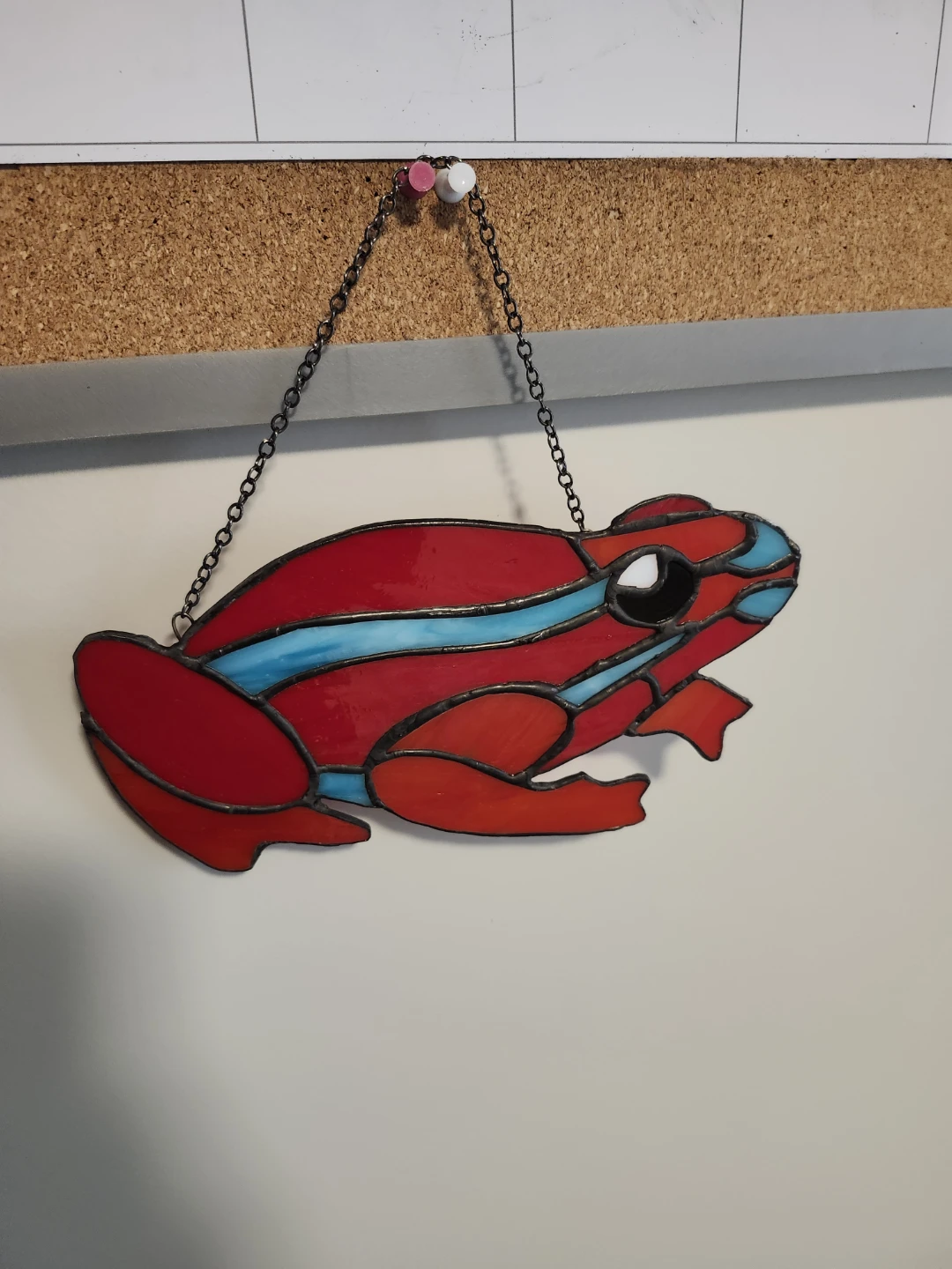 Stained Glass Red Frog Suncatcher