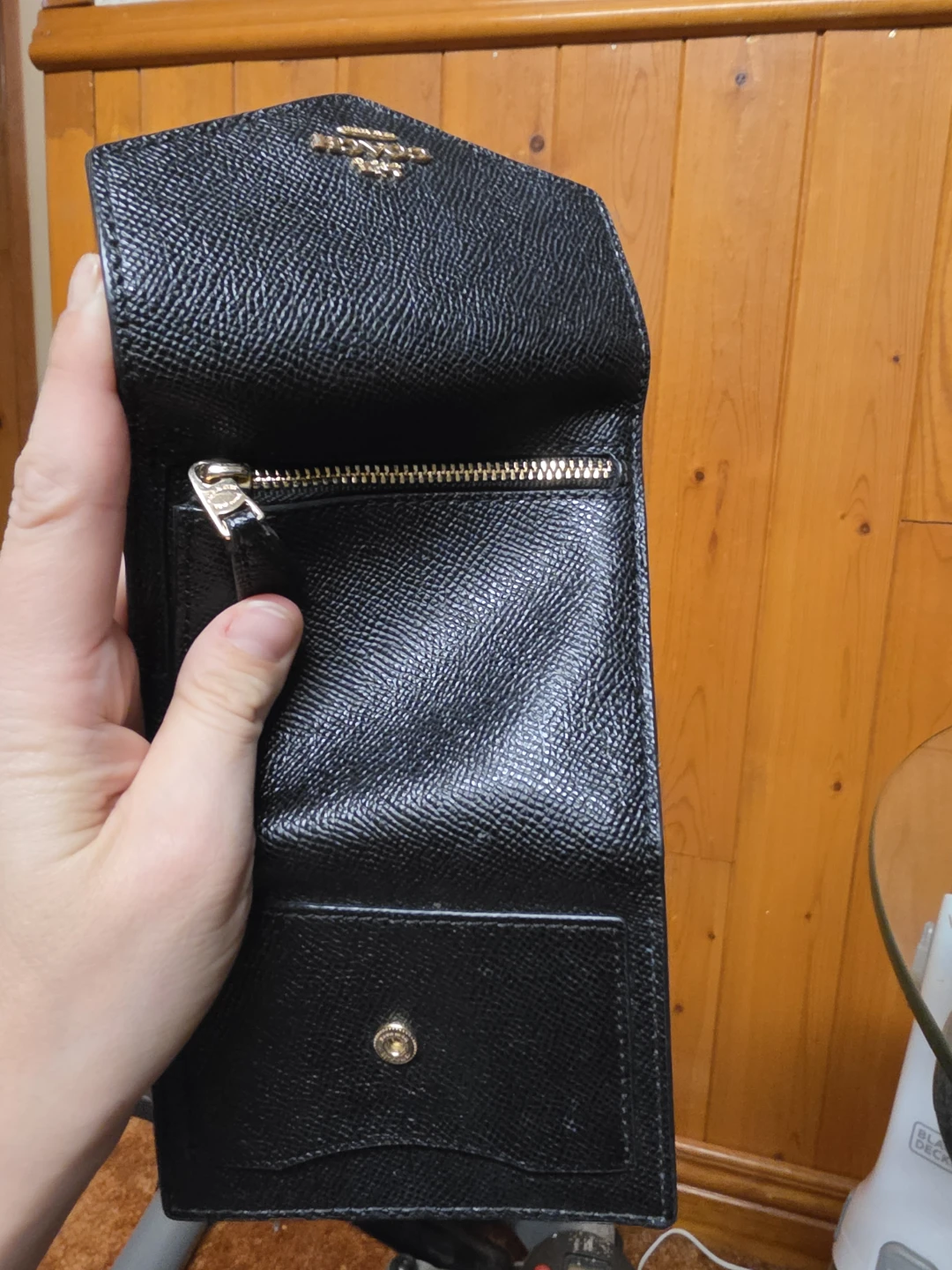 Coach Black Pebbled Leather Trifold Wallet - photo 3