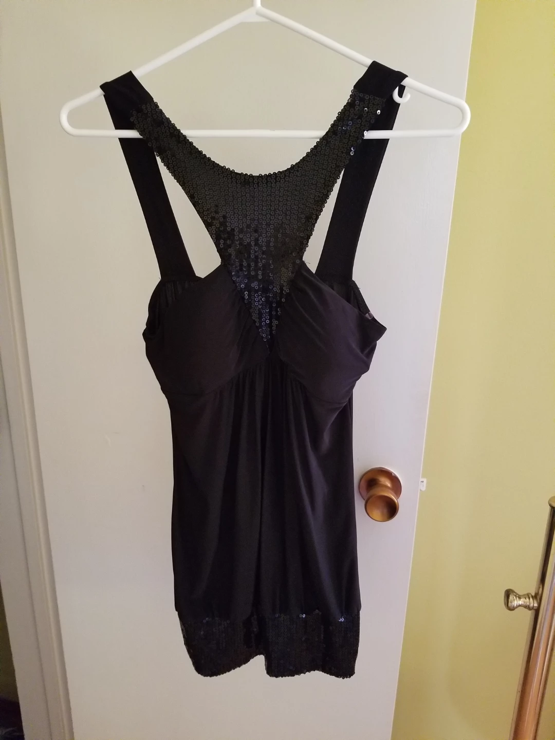 Black sequined tank top