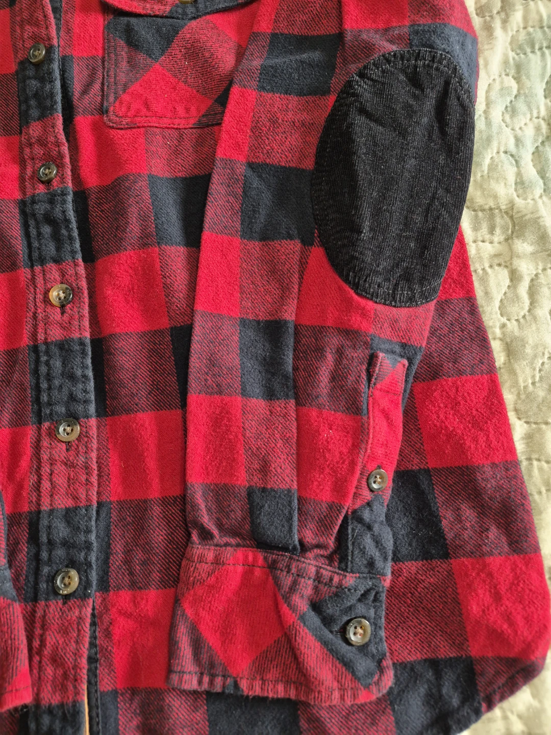 Ladies Size Small Roots Red Black Plad Button Up Shirt - photo 2