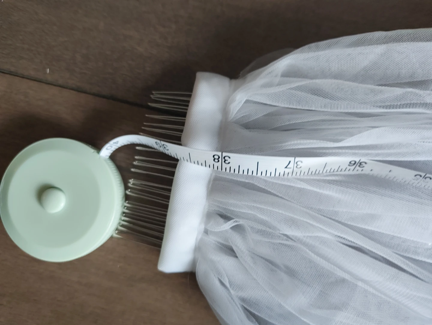 Fingertip White Pearl Wedding Veil