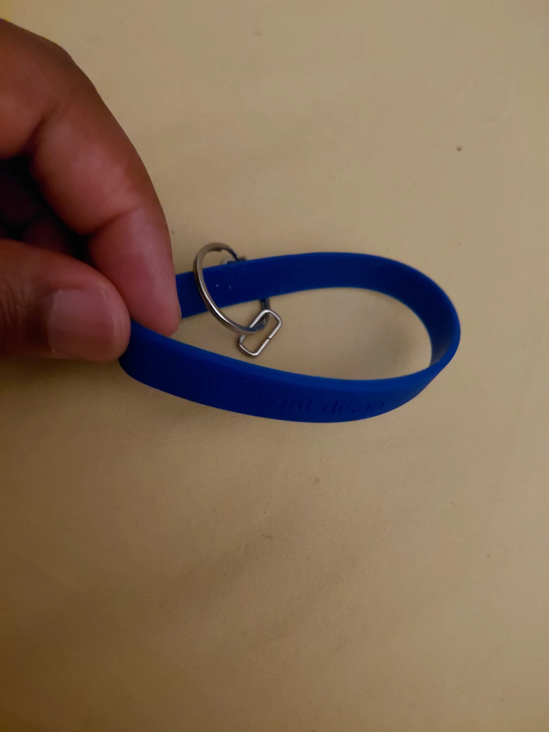 Blue Silicone Wristband with Keychain Loop