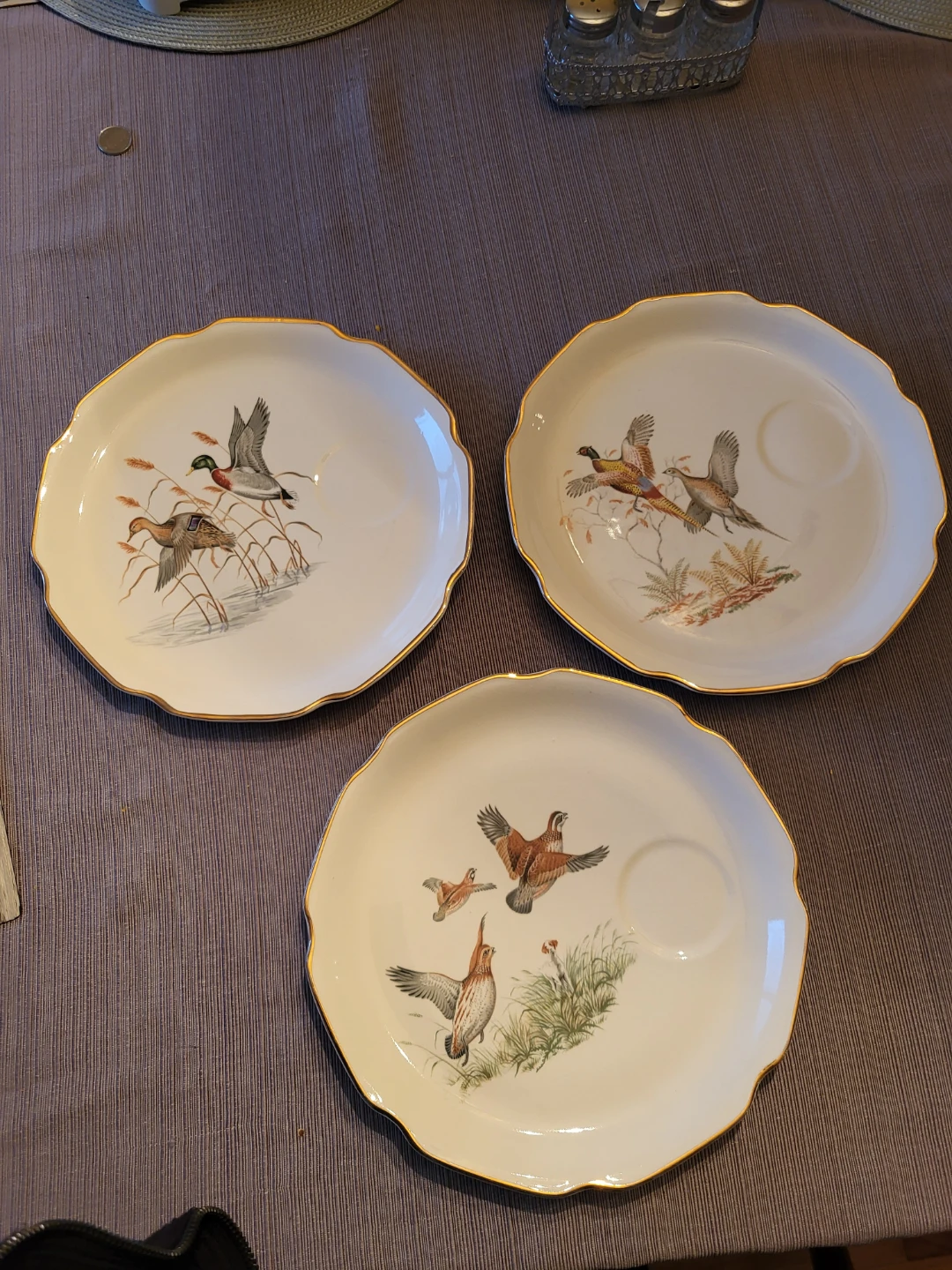 Set of 3 Georgian China Snack Plates with 22kt Gold Trim