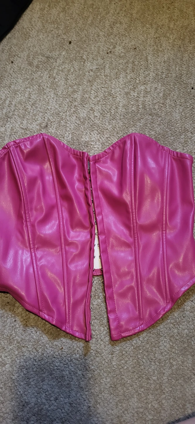 Pink Faux Leather Corset Top - photo 2