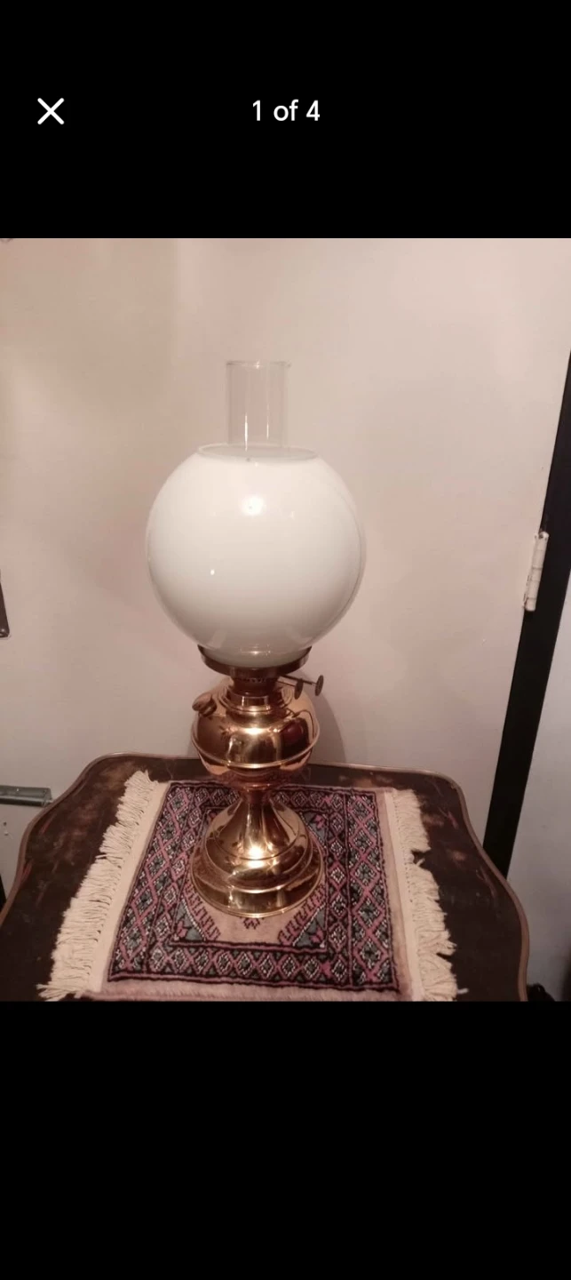 Vintage Oil Lamp with White Globe