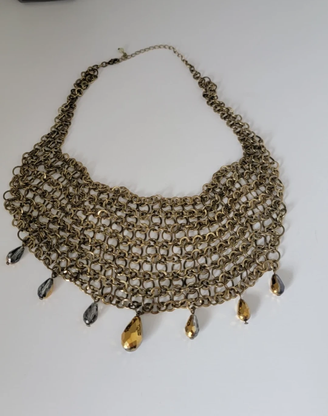Gold Tone Chain Necklace with Teardrop Charms - photo 3
