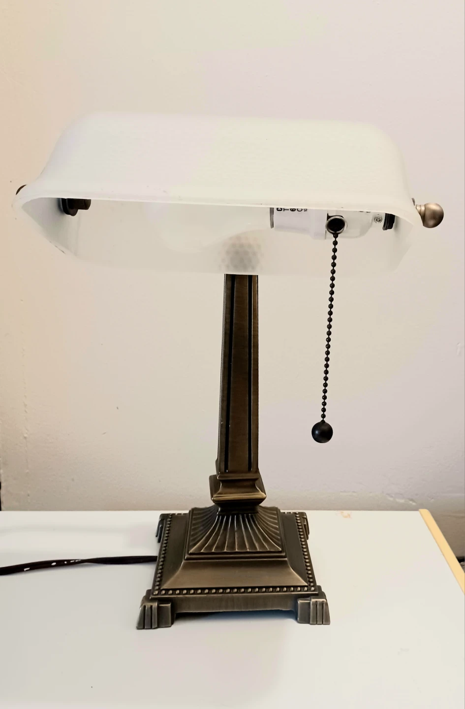 Vtg Bronze Cheyenne Banker's Lamp