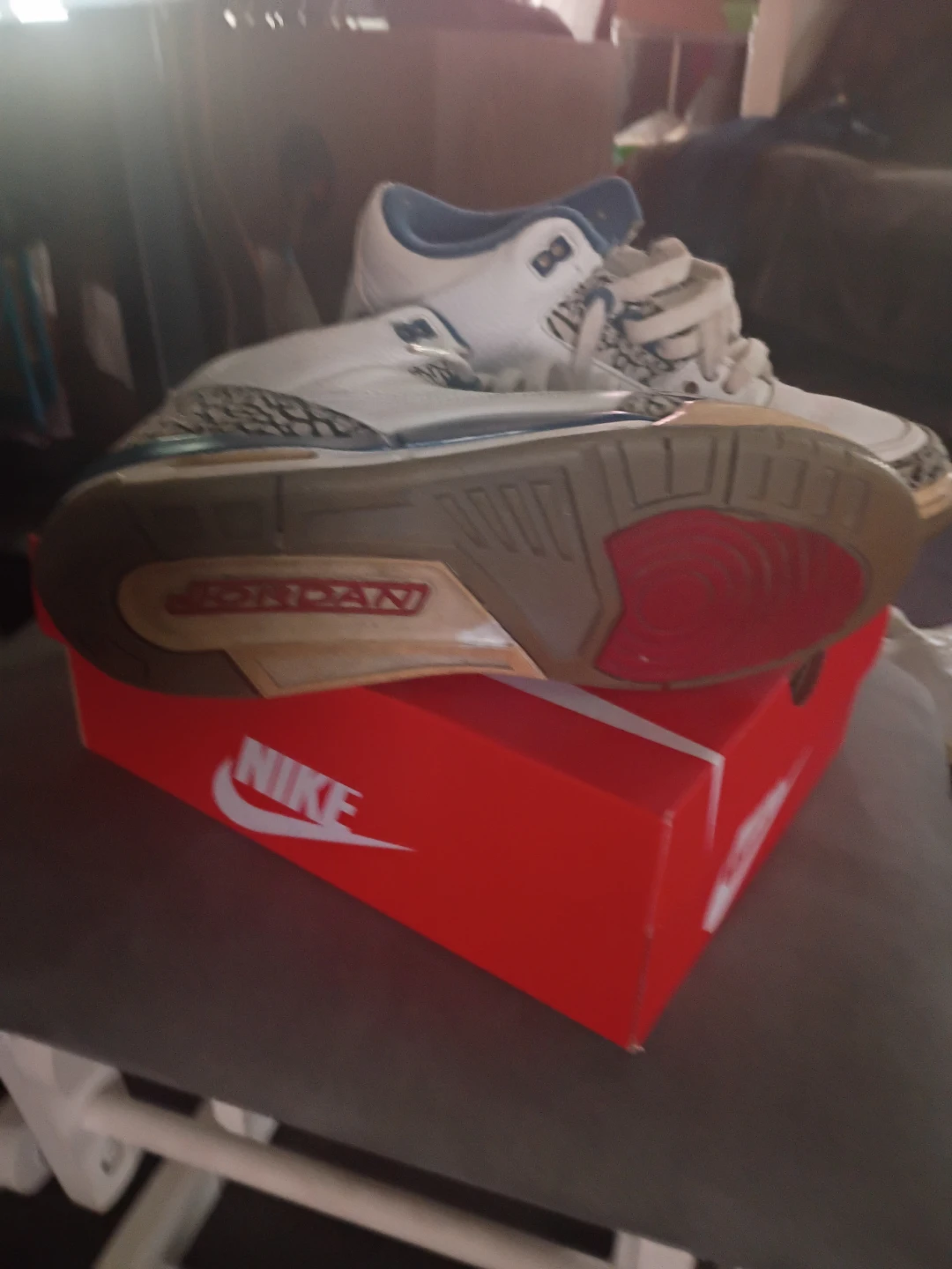 Air Jordan 3 Retro White/Blue Sneakers - photo 3
