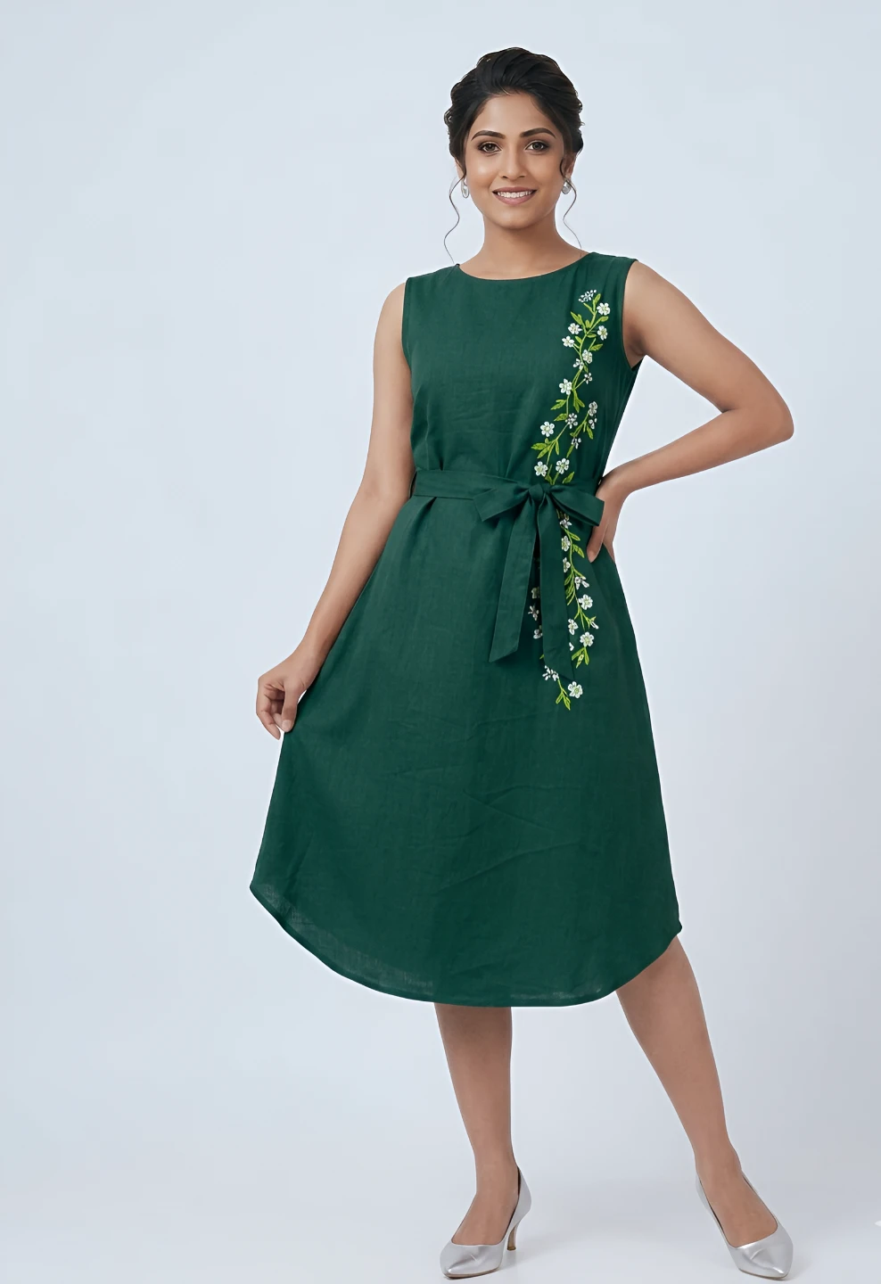 Floral Embroidery Midi Dress (NWT