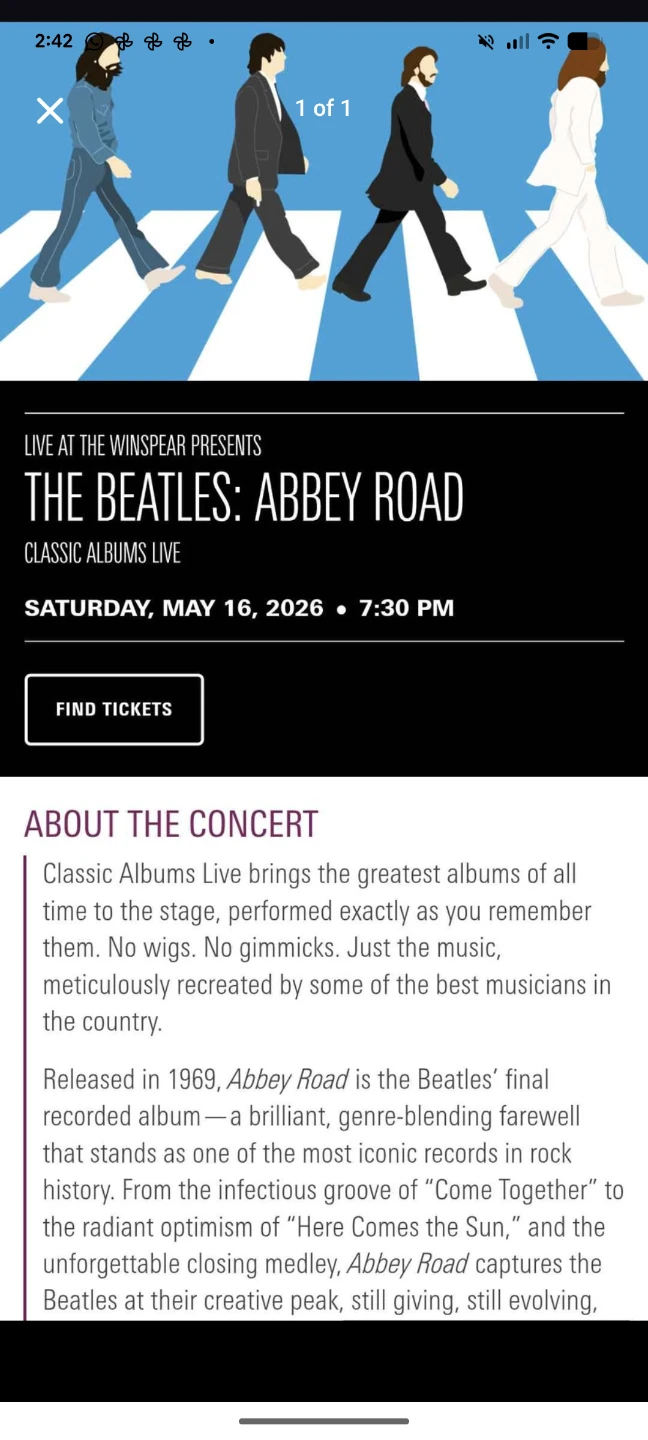 The Beatles: Abbey Road Classic Albums Live Concert Tickets