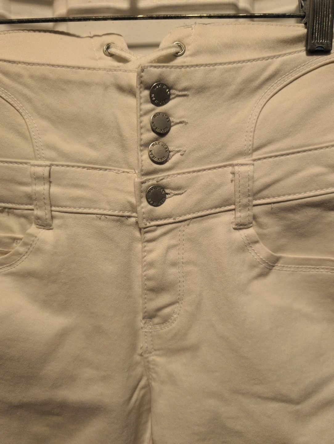 White High-Waisted Lace-Up Skinny Jeans - photo 3