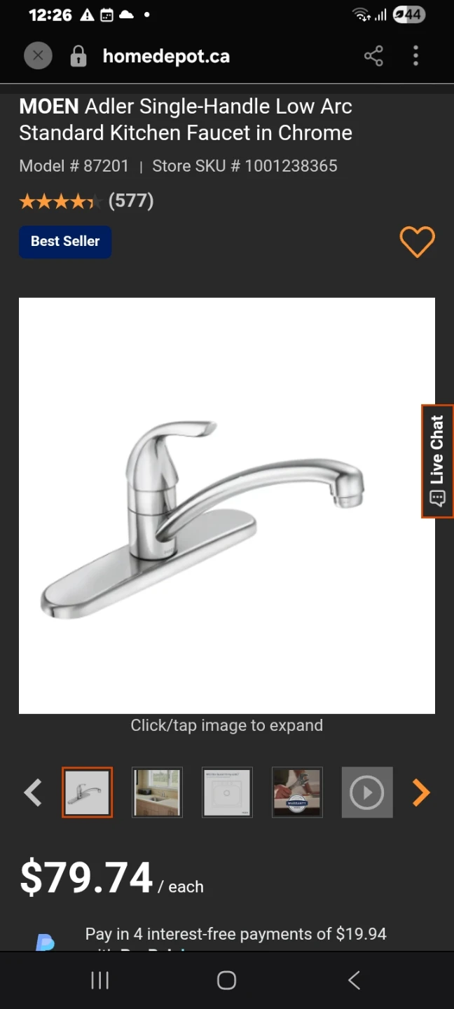 MOEN Adler Single-Handle Kitchen Faucet in Chrome