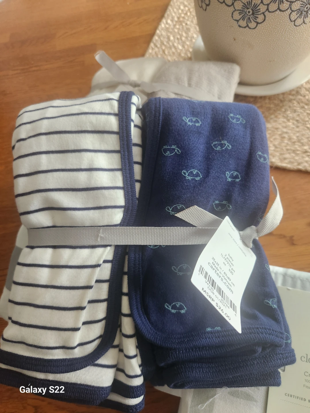 Cloud Island Crib Sheets & Swaddles - Gray Birch & Turtle Print