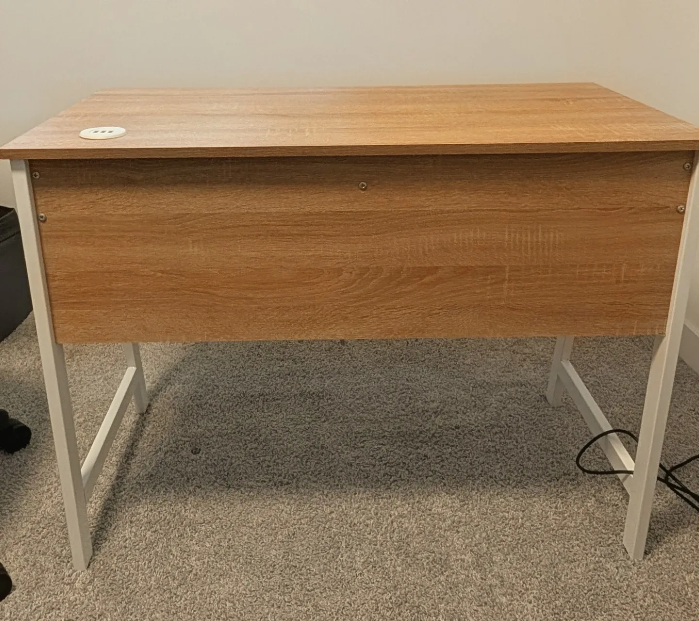 Compact Wood and White Desk with 2 Drawer - photo 2
