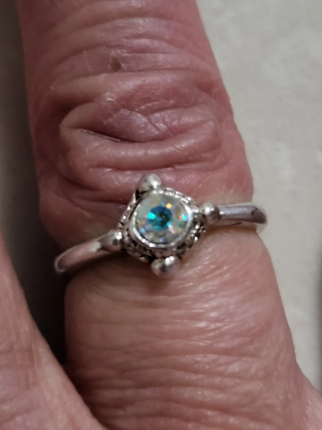 Vintage Silver Tone Ring with Sparkly Gem - photo 2