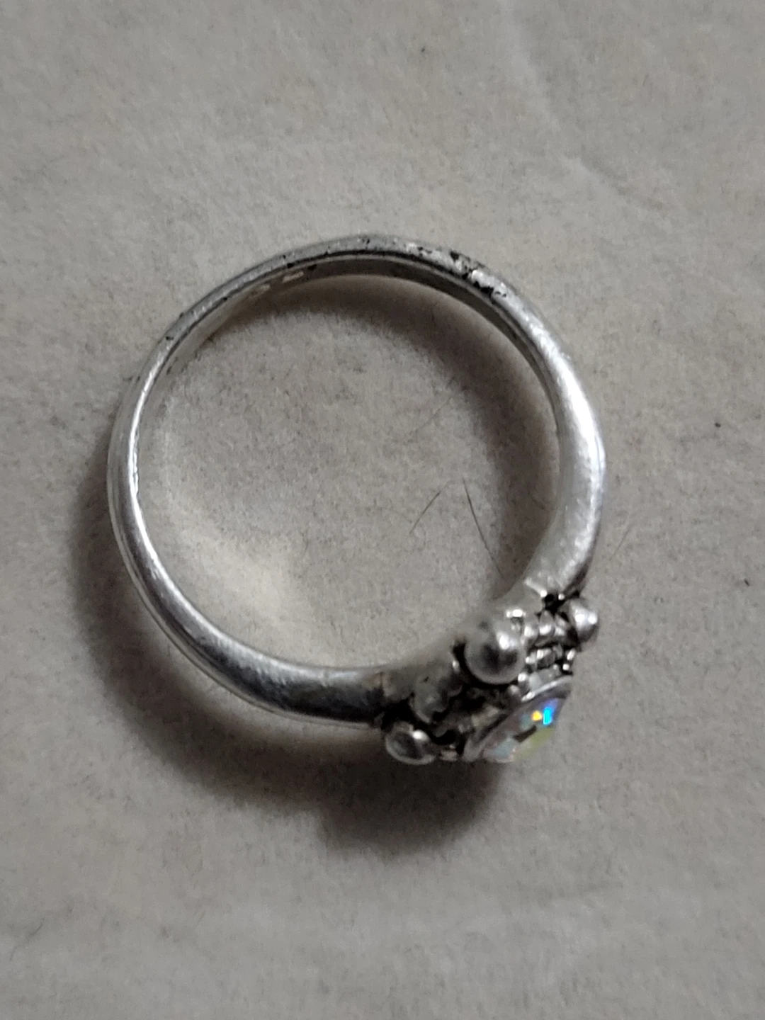 Vintage Silver Tone Ring with Sparkly Gem - photo 3