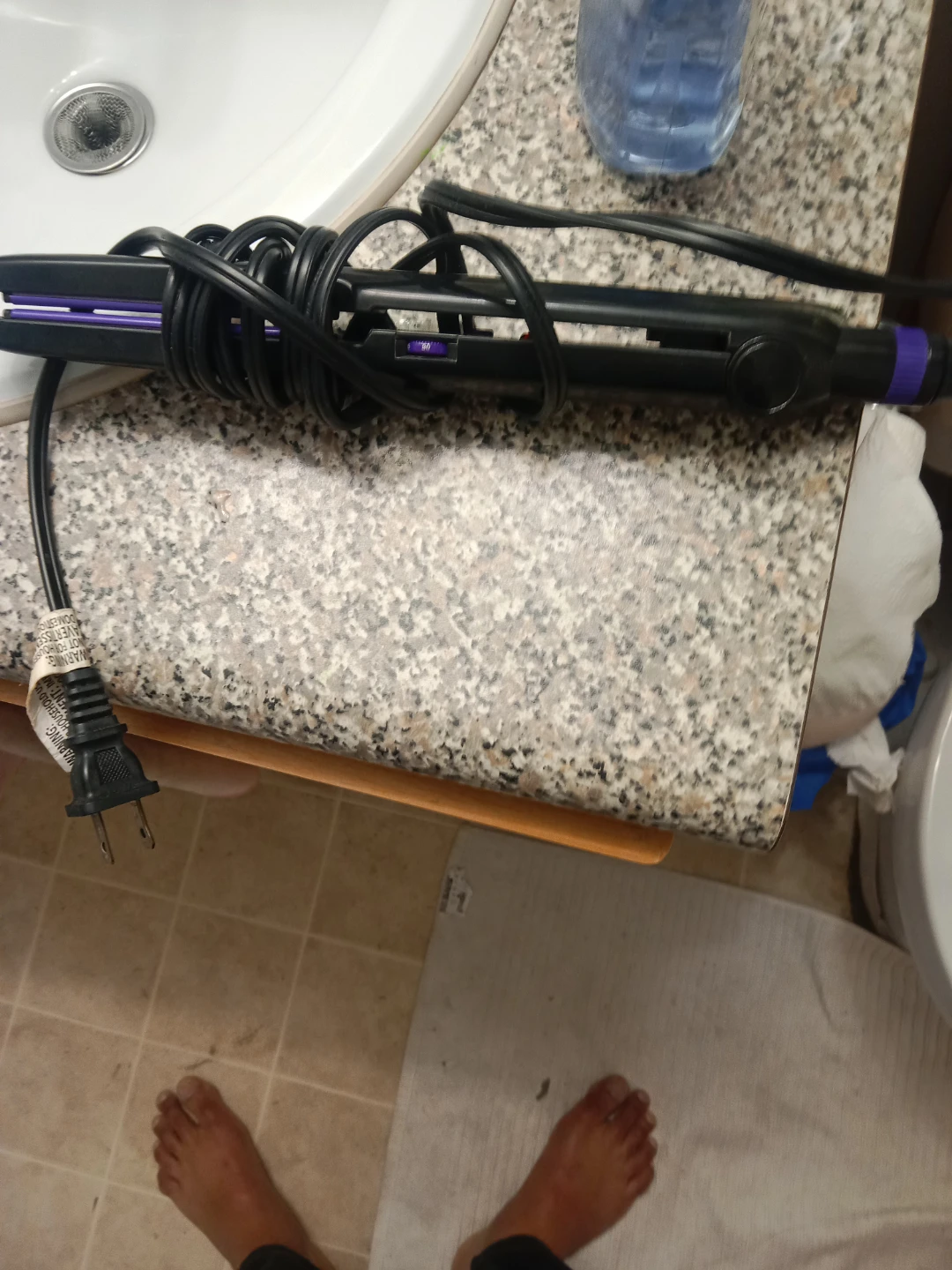 Black Hair Straightener with Purple Accents