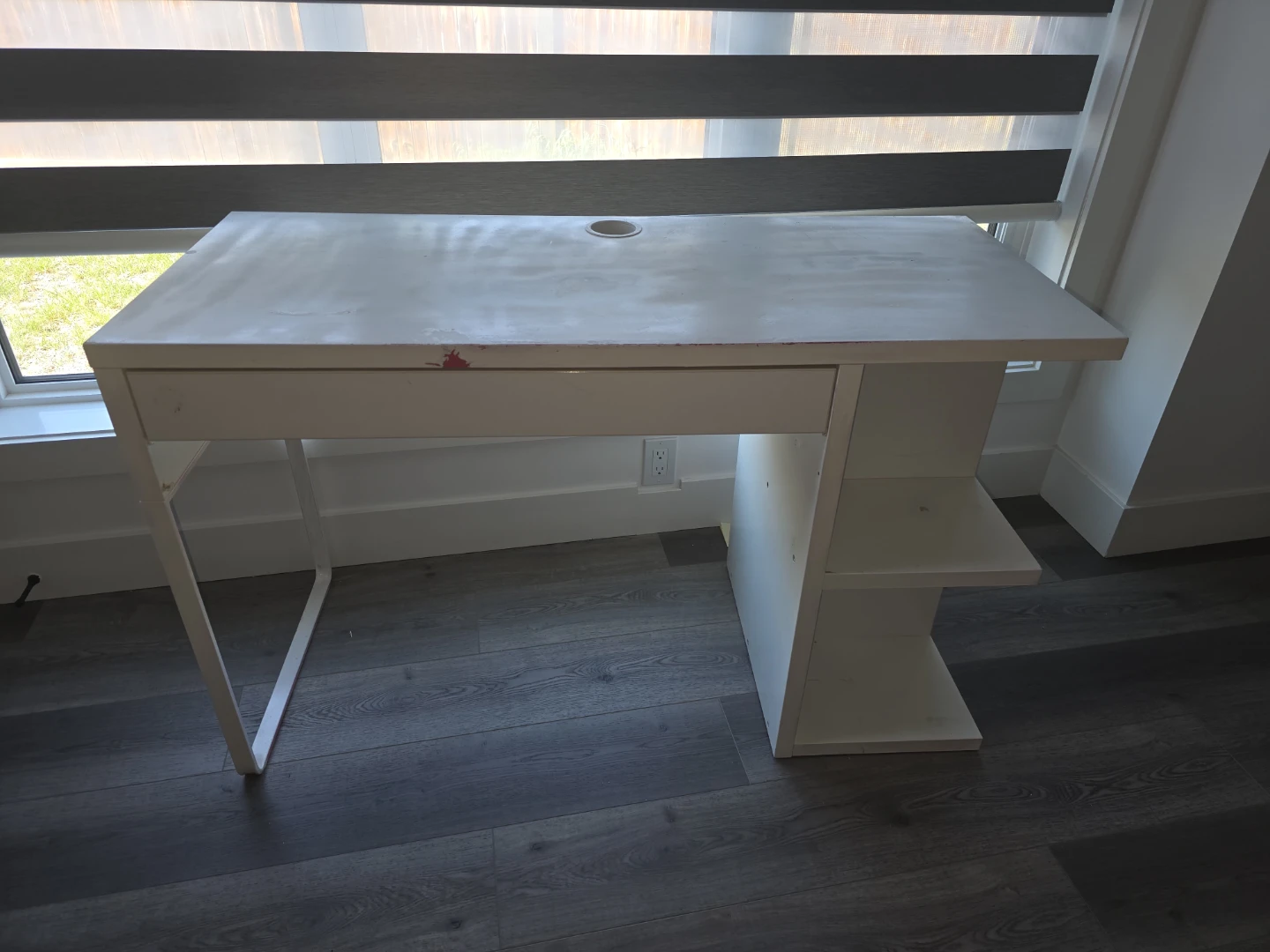 Used White Desk with Drawer and Shelving