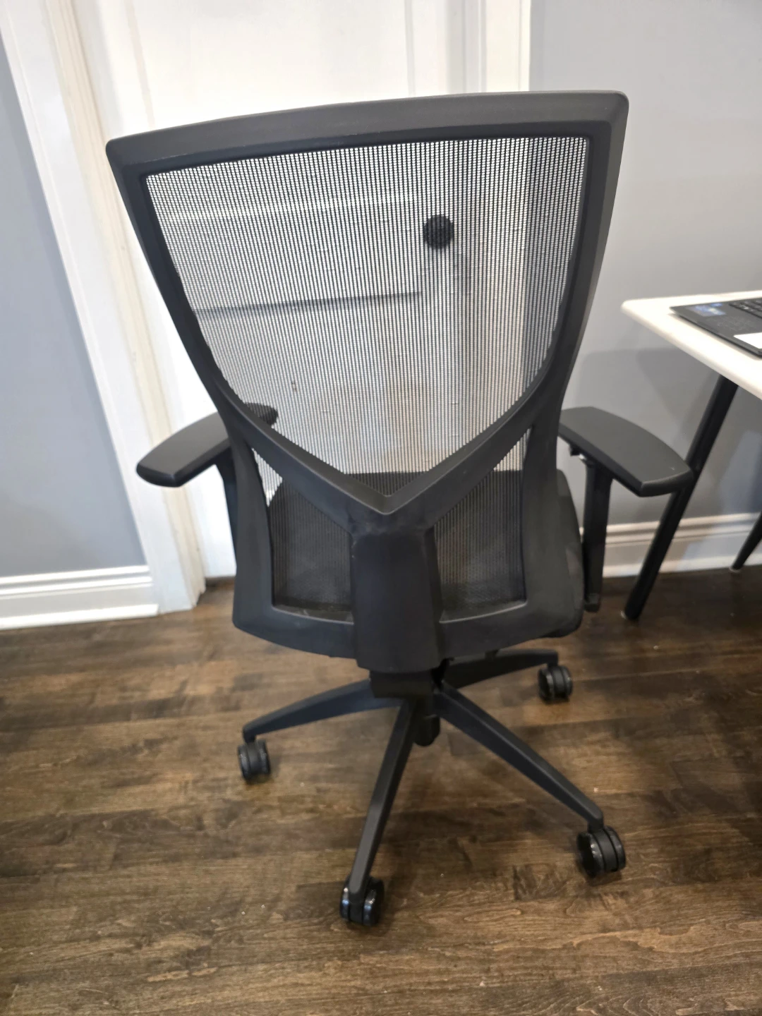 Black Mesh Office Chair and Glass Top Desk - photo 4