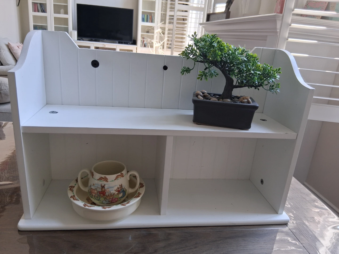 White Wooden Shelf Unit - photo 2