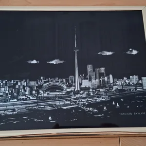 Toronto Skyline Foil Scratch Framed Art