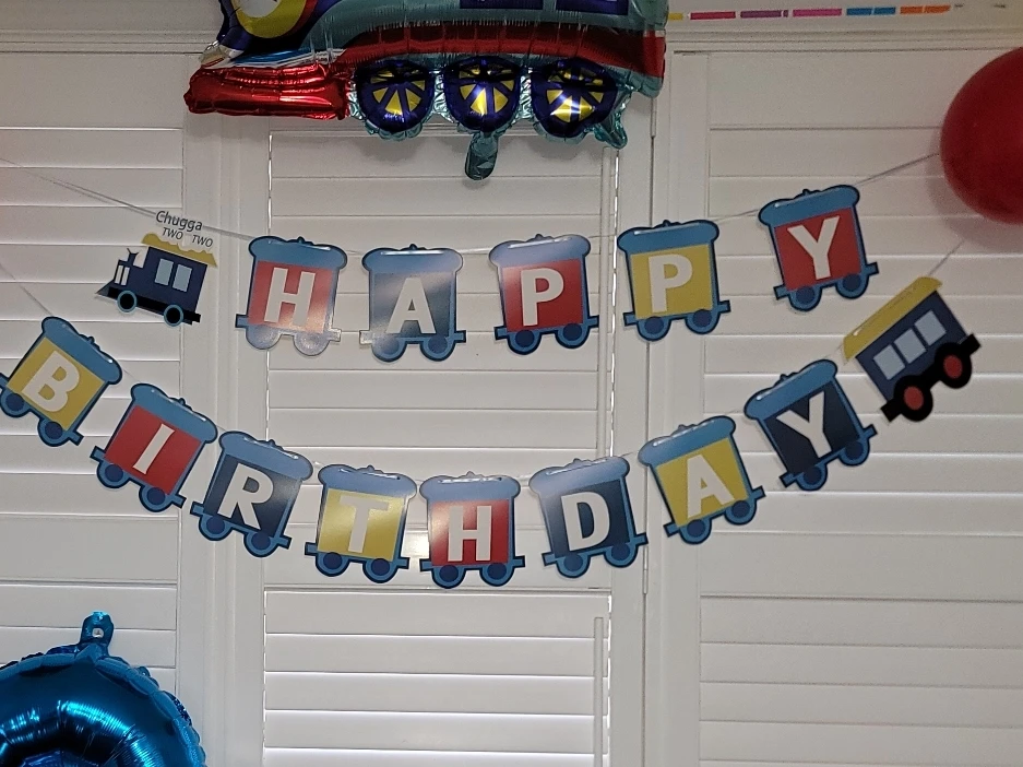 CHUGGA TWO TWO Train Birthday Banner (2nd birthday)