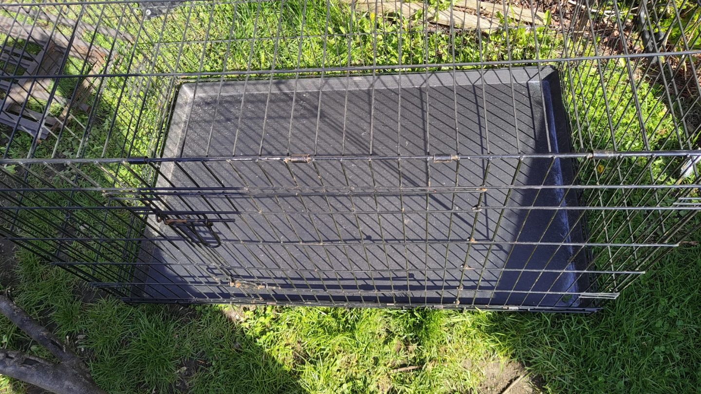 Large Black Metal Dog Crate with Tray - photo 3