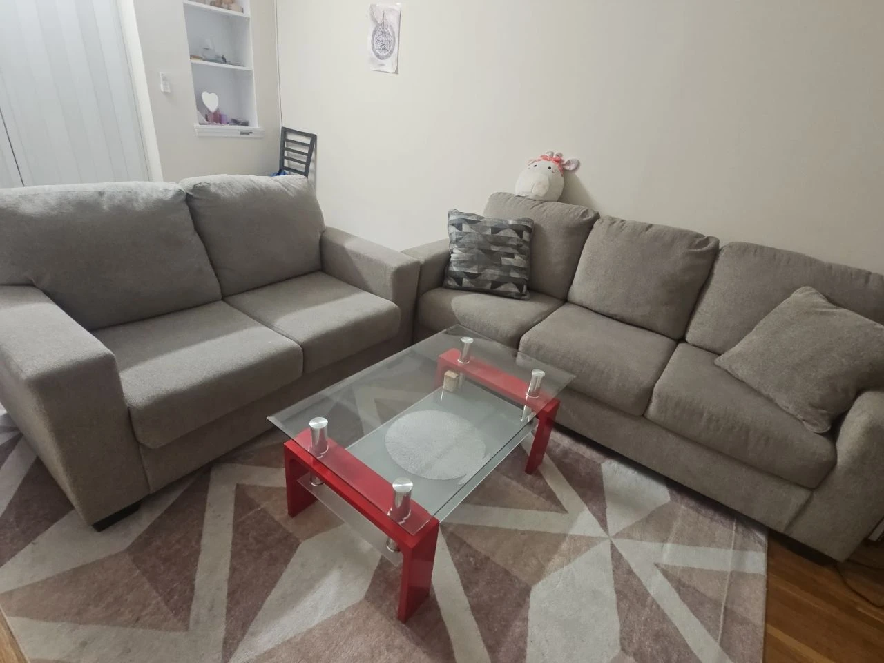 Glass Top Coffee Table with Red Frame