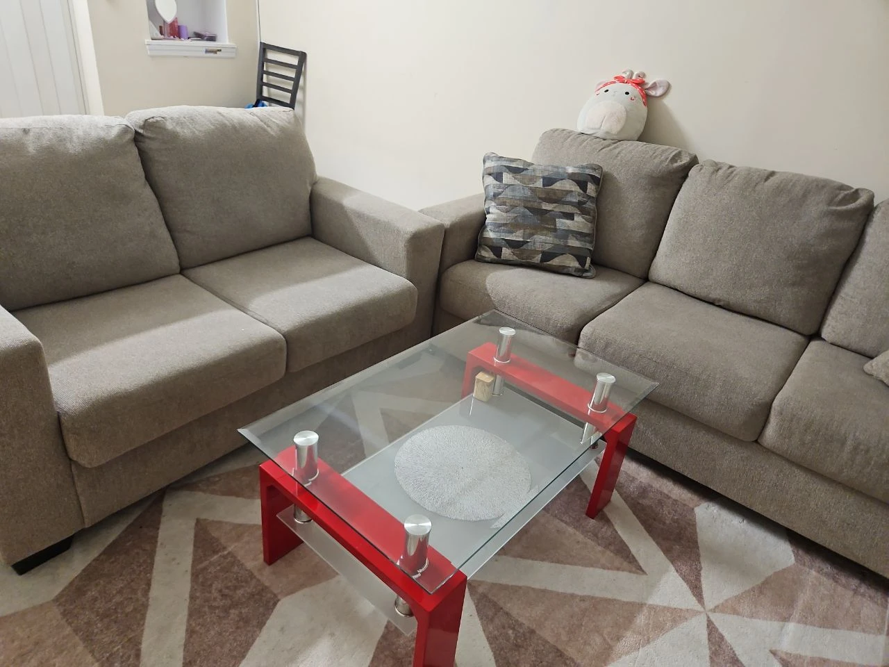 Glass Top Coffee Table with Red Frame - photo 2