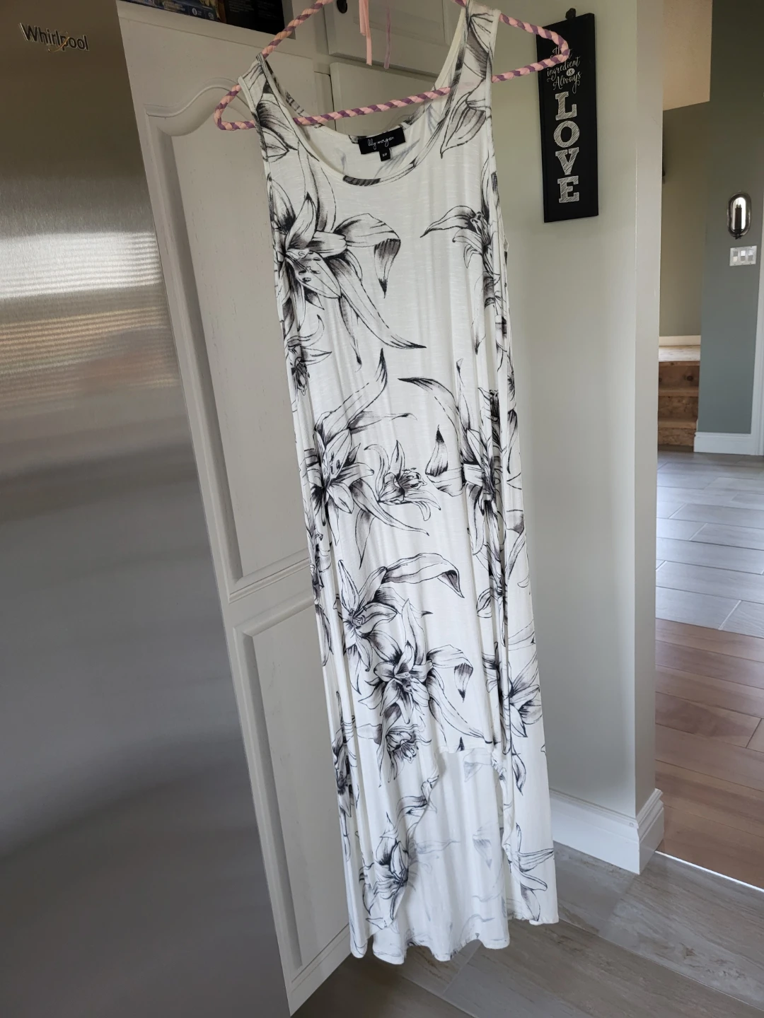 White Maxi Dress with Lily Print - photo 2