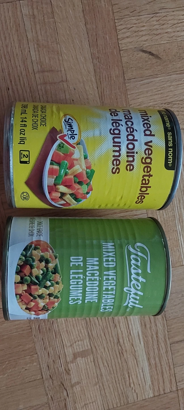 Simple Mixed Vegetables & Tastee Fyl Mixed Vegetables Cans