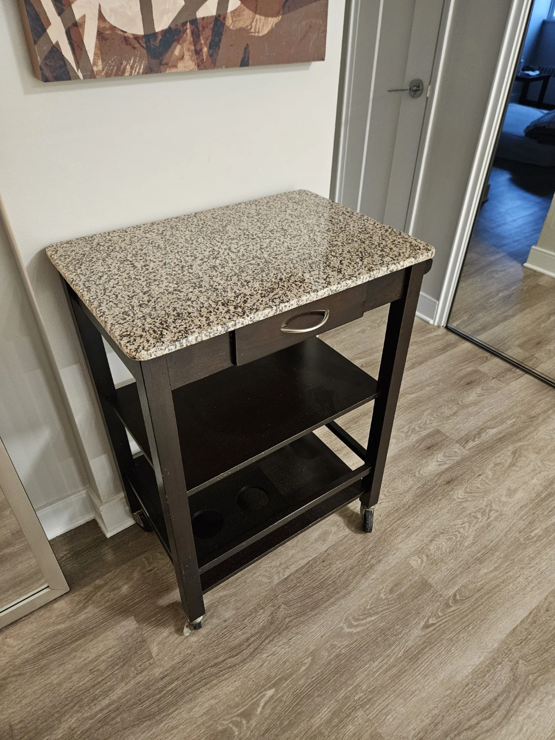 Kitchen Cart with Granite Top & Mirror - photo 2