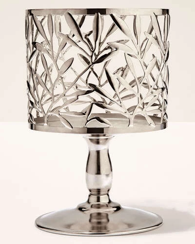 Silver Leaf Candle Holder Pedestal
